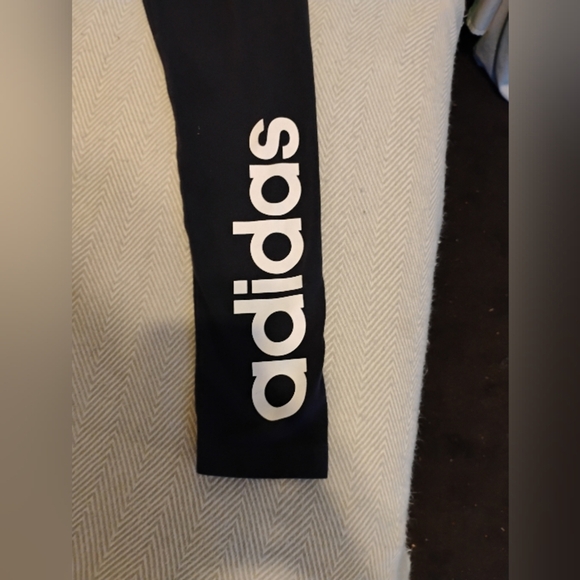 Adidas Navy Blue Leggings with Bold Logo - Picture 4 of 6